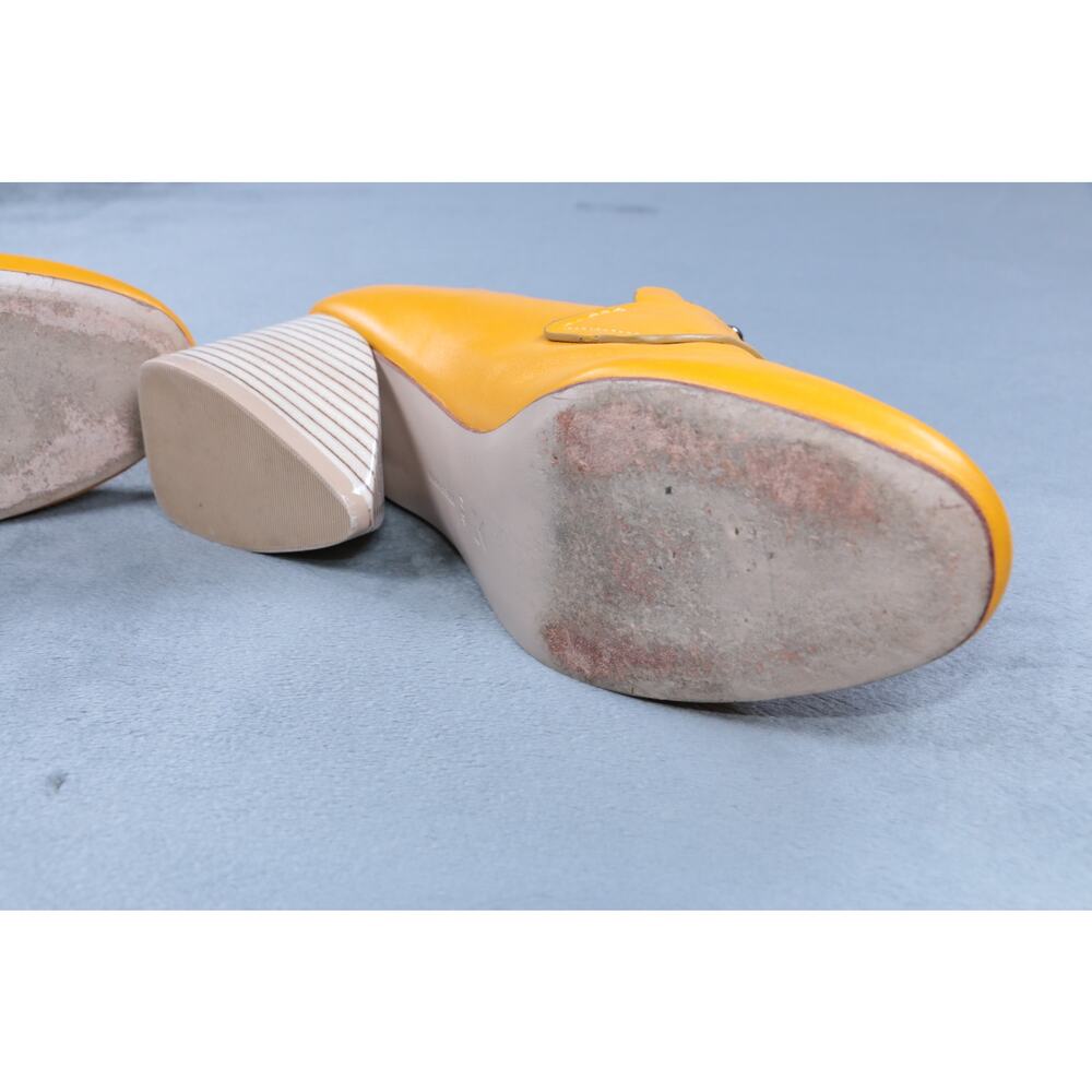 Mercedes Castillo Womens Heels Yellow Leather Block Heel Pumps Slip On Size 7 - Picture 13 of 16